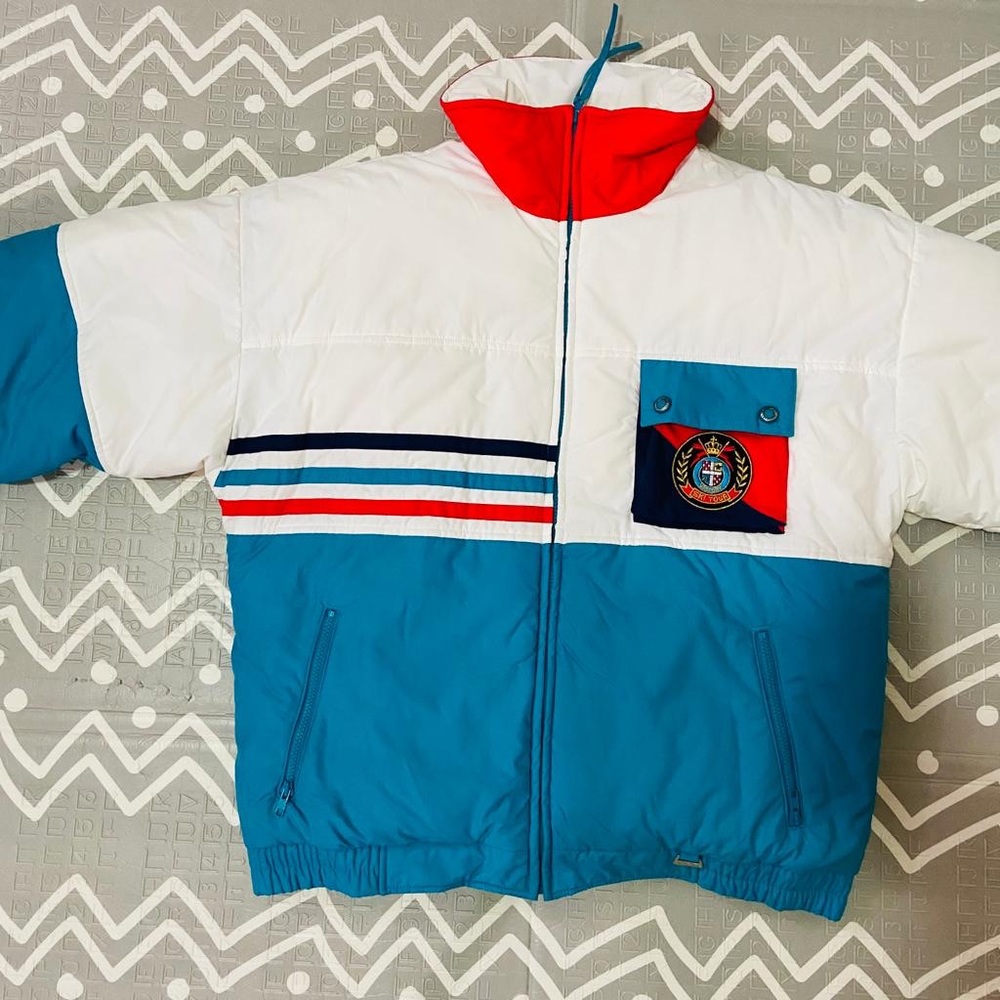 Stylish White and Blue Men's Jacket